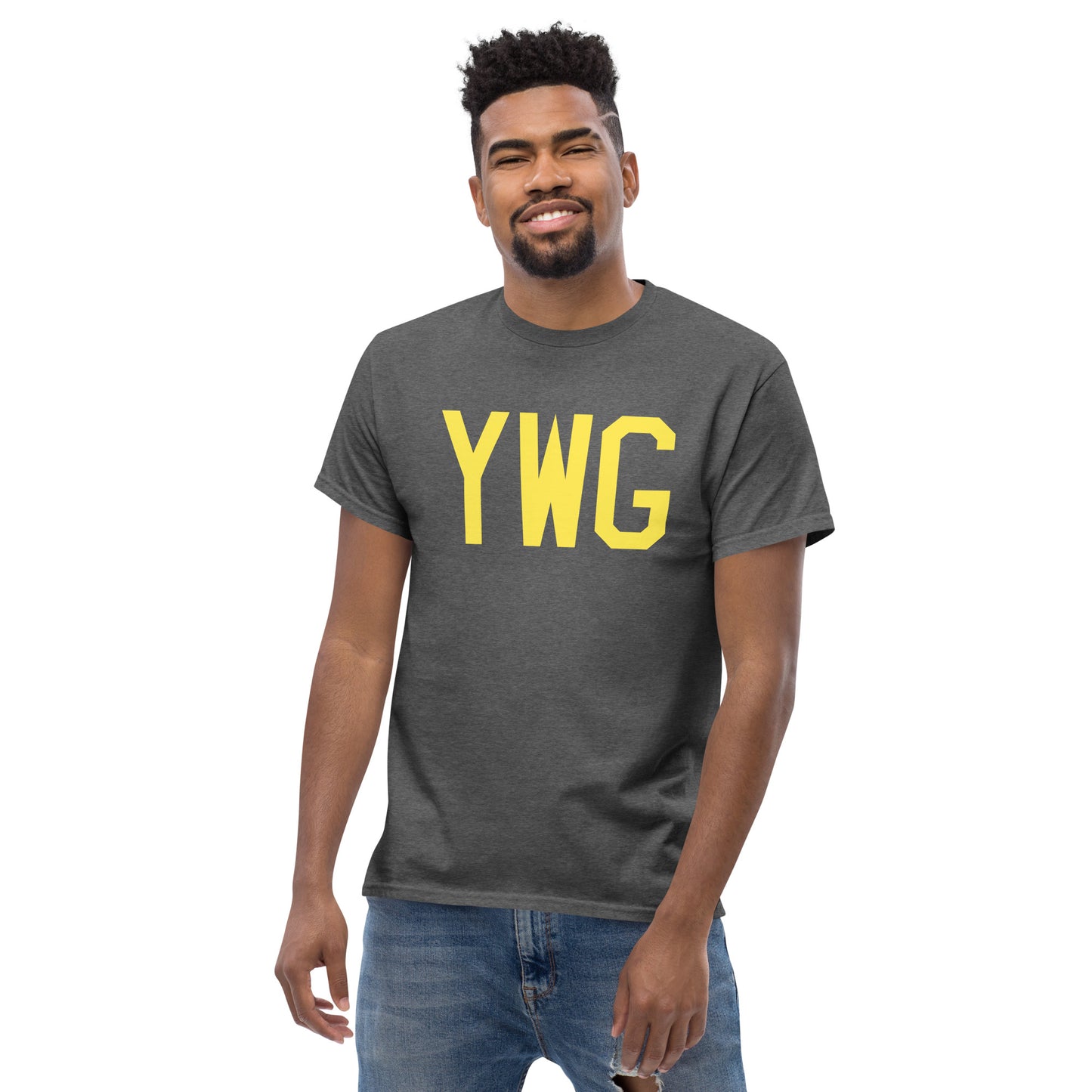 Aviation-Theme Men's T-Shirt - Yellow Graphic • YWG Winnipeg • YHM Designs - Image 06
