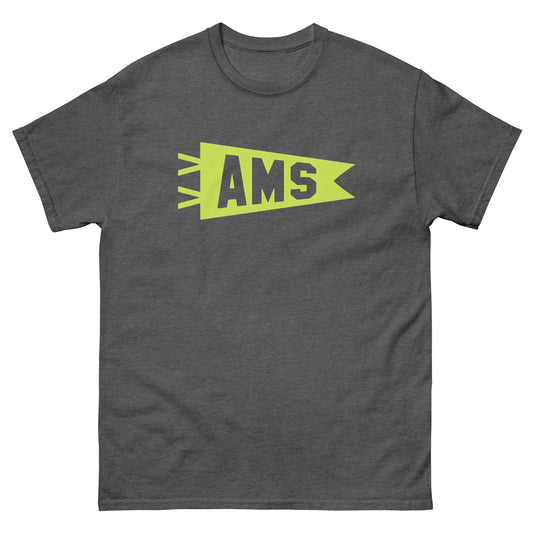 AMS Amsterdam Men's T-Shirt • Banner Design in Green • YHM Designs - Image 02