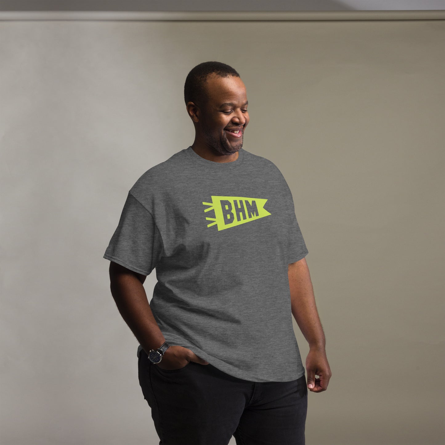 Airport Code Men's T-Shirt - Green Graphic • BHM Birmingham • YHM Designs - Image 09
