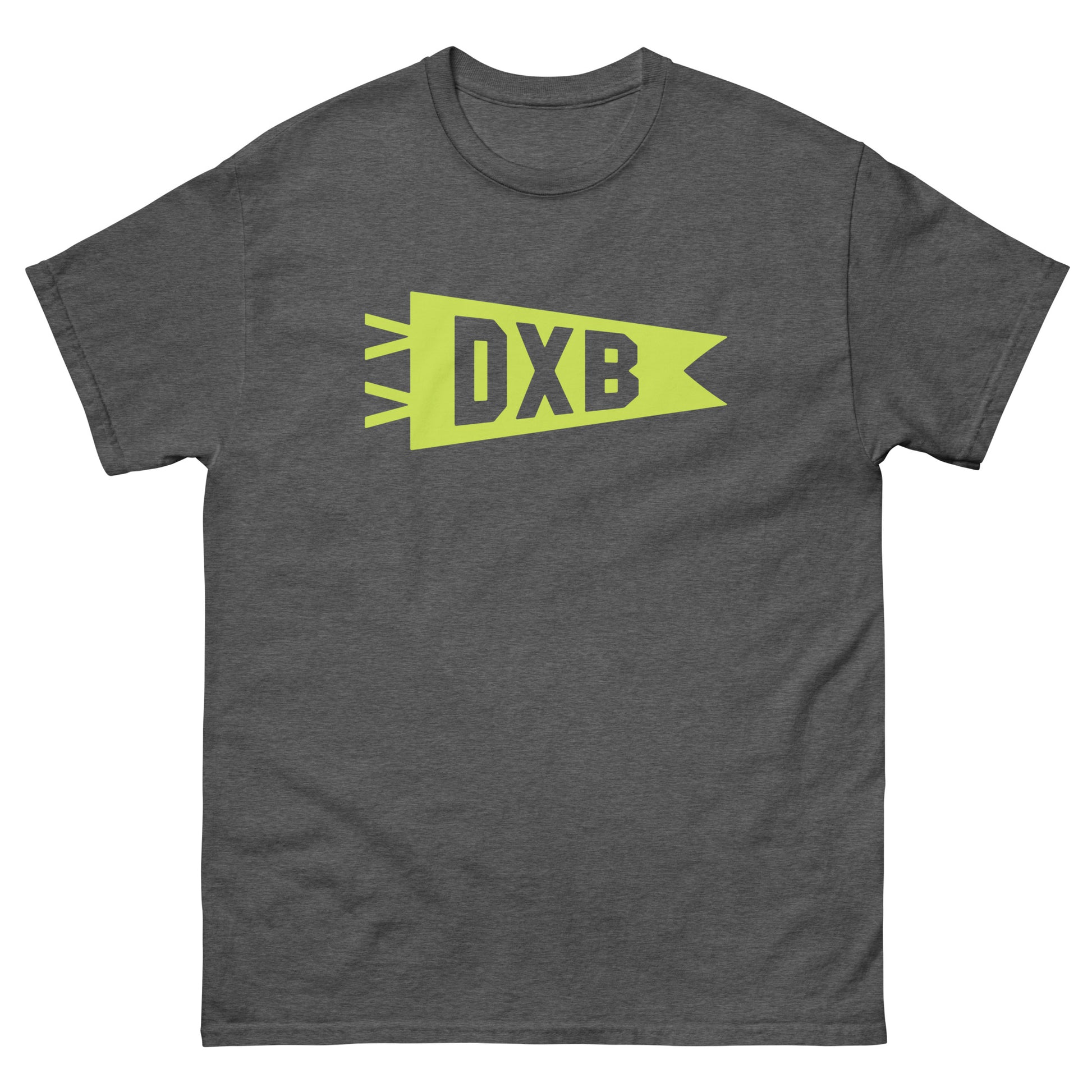Airport Code Men's T-Shirt - Green Graphic • DXB Dubai • YHM Designs - Image 02