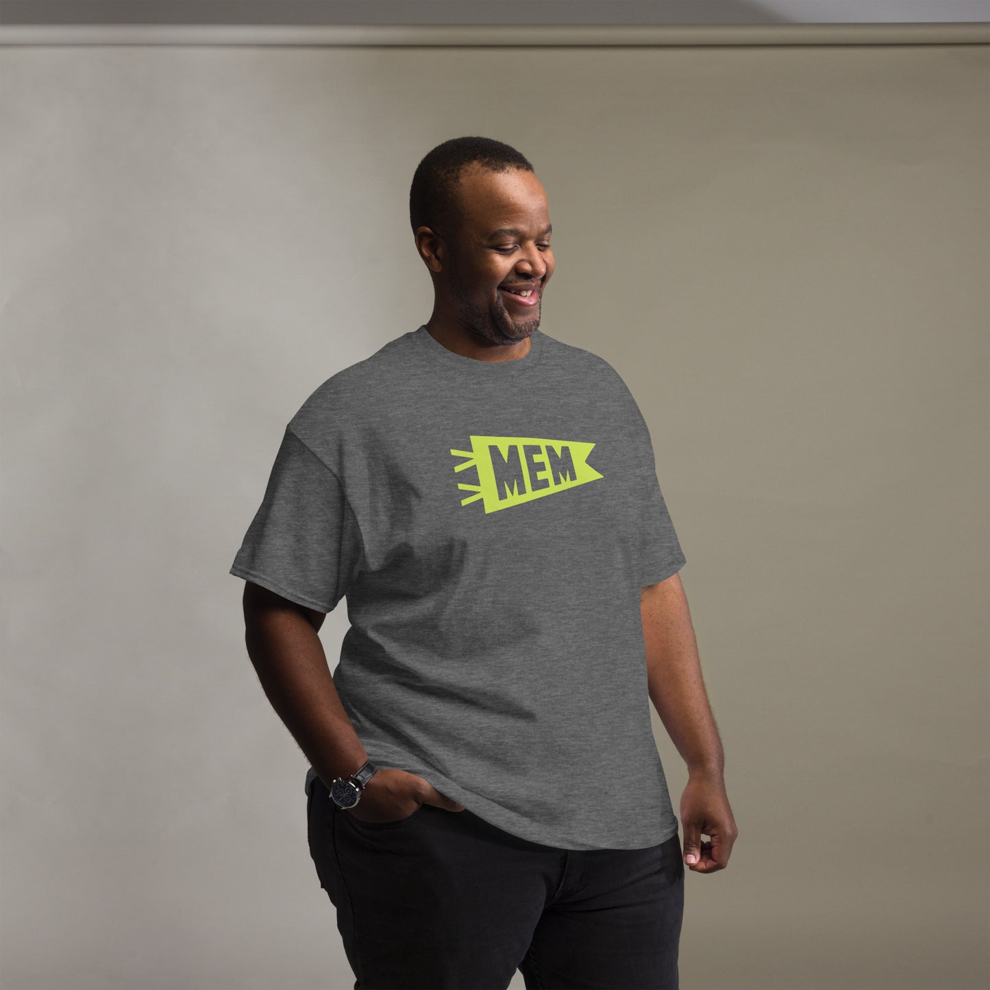Airport Code Men's T-Shirt - Green Graphic • MEM Memphis • YHM Designs - Image 09
