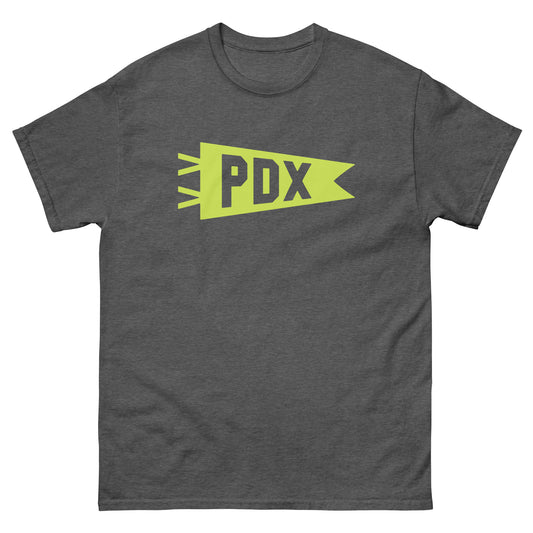 Airport Code Men's T-Shirt - Green Graphic • PDX Portland • YHM Designs - Image 02
