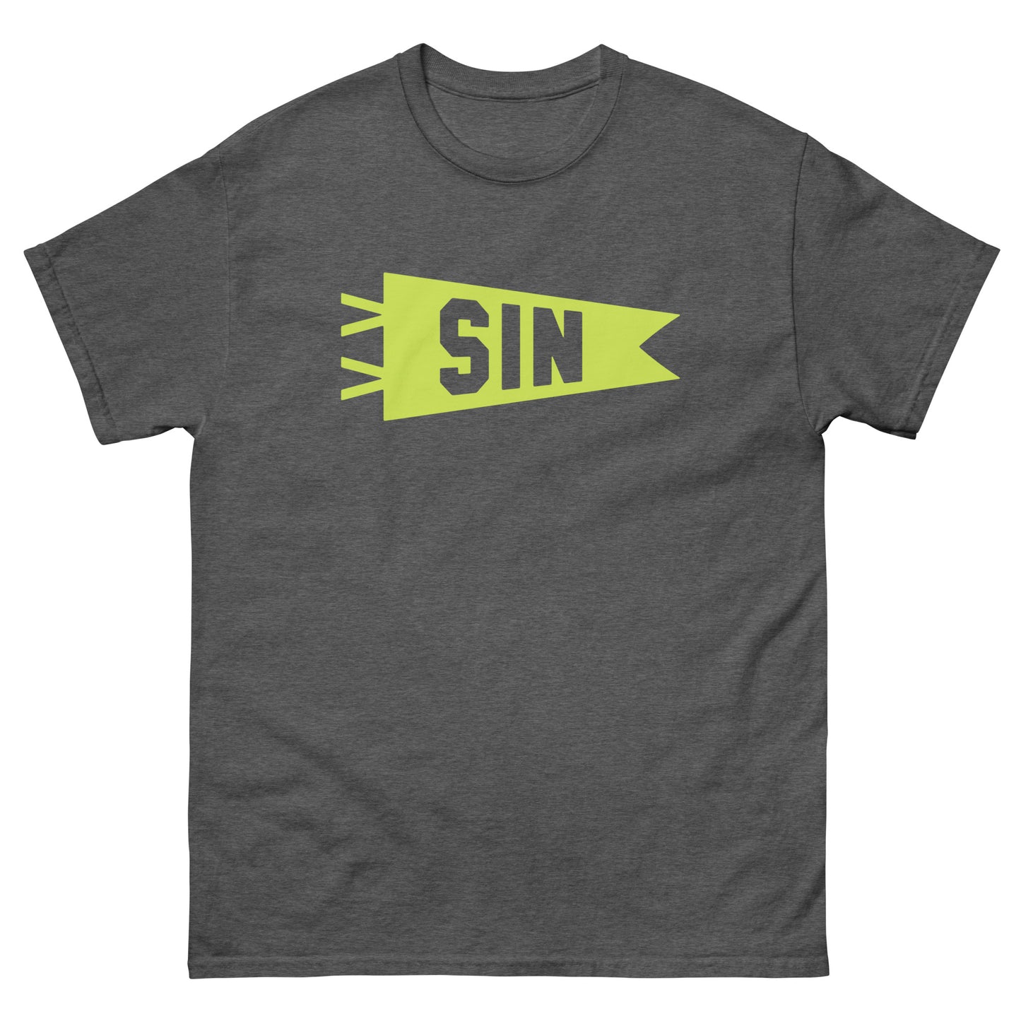 Airport Code Men's T-Shirt - Green Graphic • SIN Singapore • YHM Designs - Image 02