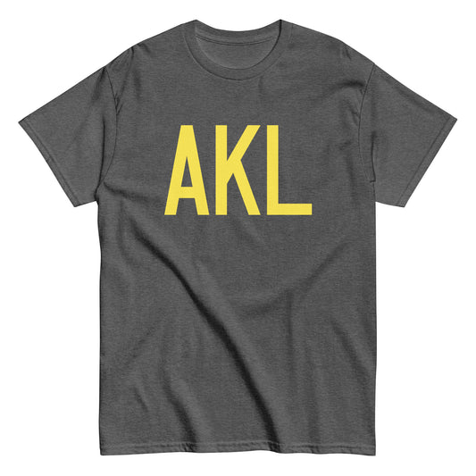 AKL Auckland Men's T-Shirt • Air Force Lettering in Yellow • YHM Designs - Image 02