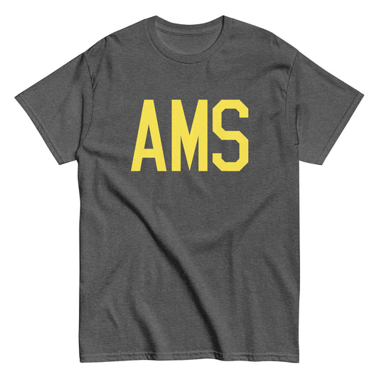 AMS Amsterdam Men's T-Shirt • Air Force Lettering in Yellow • YHM Designs - Image 02