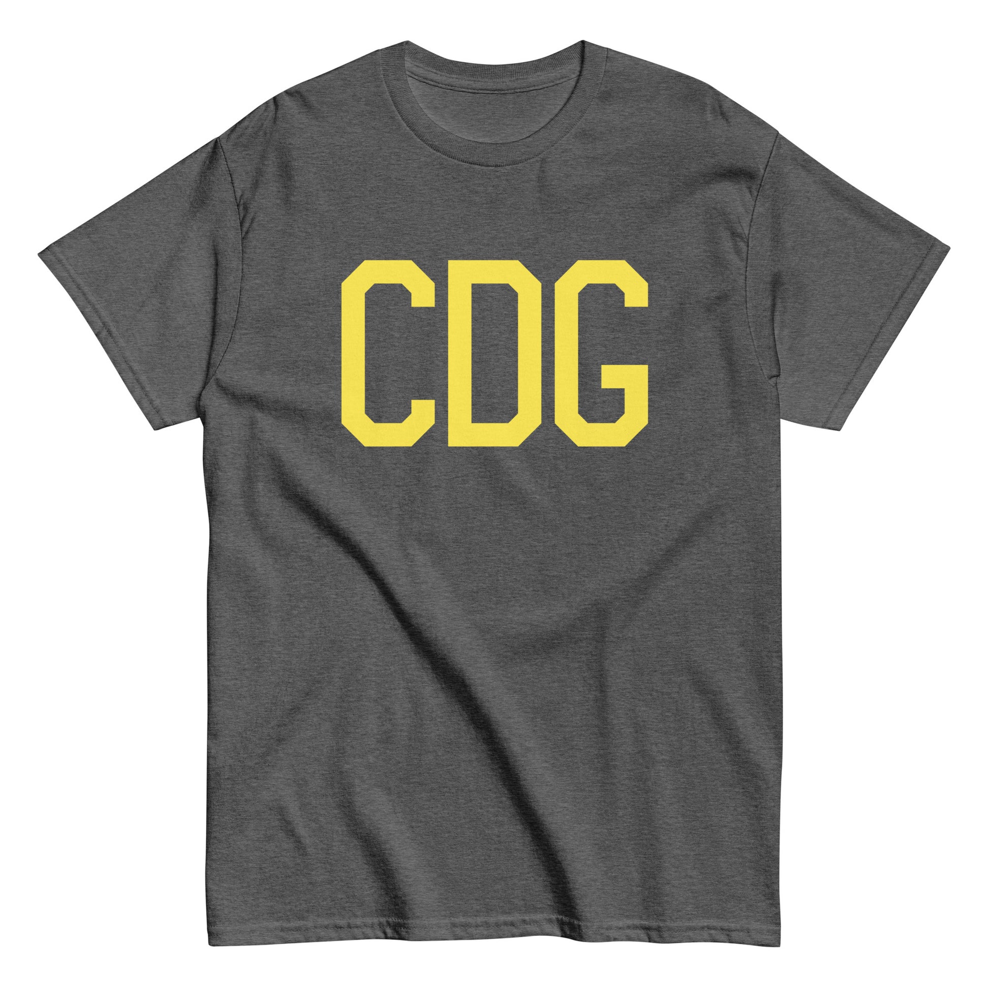 CDG Paris Men's T-Shirt • Air Force Lettering in Yellow • YHM Designs - Image 02