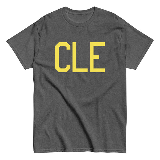 CLE Cleveland Men's T-Shirt • Air Force Lettering in Yellow • YHM Designs - Image 02