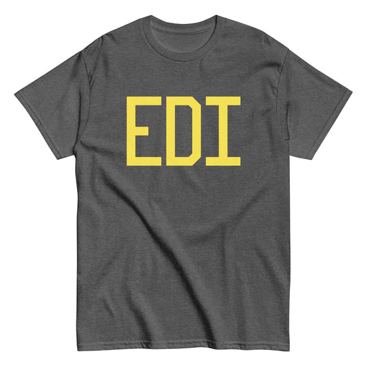 EDI Edinburgh Men's T-Shirt • Air Force Lettering in Yellow • YHM Designs - Image 02