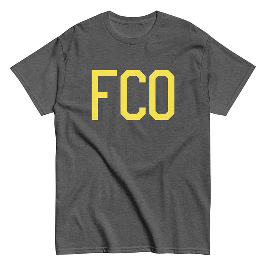 FCO Rome Men's T-Shirt • Air Force Lettering in Yellow • YHM Designs - Image 02