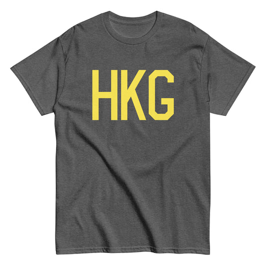 HKG Hong Kong Men's T-Shirt • Air Force Lettering in Yellow • YHM Designs - Image 02