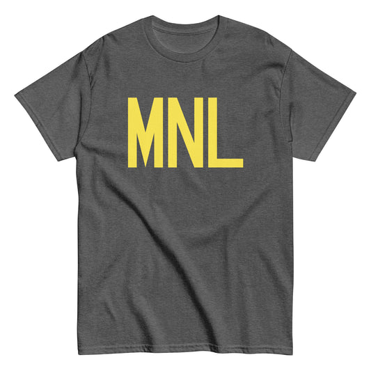 MNL Manila Men's T-Shirt • Air Force Lettering in Yellow • YHM Designs - Image 02