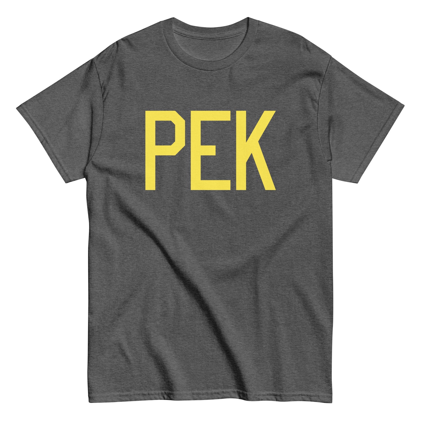 PEK Beijing Men's T-Shirt • Air Force Lettering in Yellow • YHM Designs - Image 02