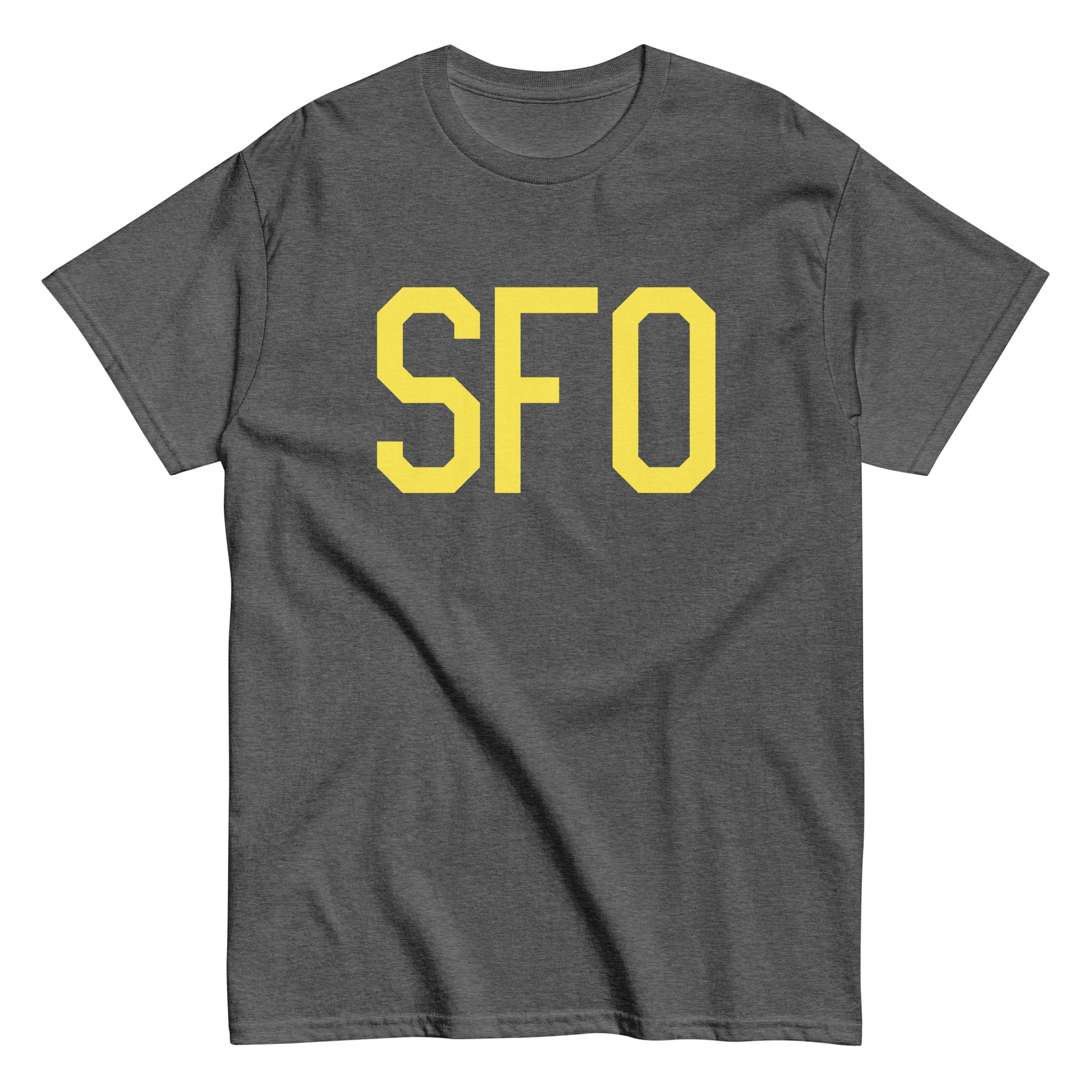 Aviation-Theme Men's T-Shirt - Yellow Graphic • SFO San Francisco • YHM Designs - Image 02
