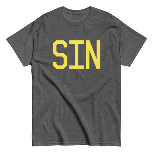SIN Singapore Men's T-Shirt • Air Force Lettering in Yellow • YHM Designs - Image 02