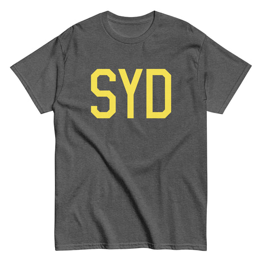SYD Sydney Men's T-Shirt • Air Force Lettering in Yellow • YHM Designs - Image 02