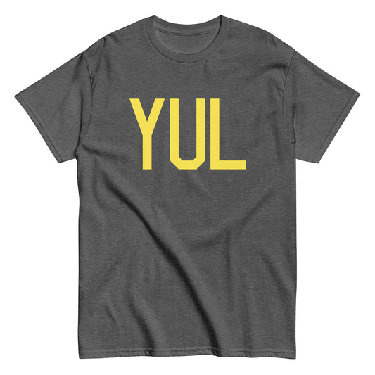 YUL Montreal Men's T-Shirt • Air Force Lettering in Yellow • YHM Designs - Image 02