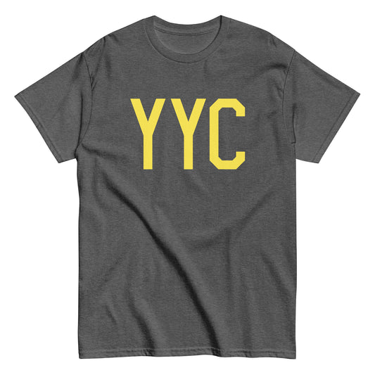 YYC Calgary Men's T-Shirt • Air Force Lettering in Yellow • YHM Designs - Image 02