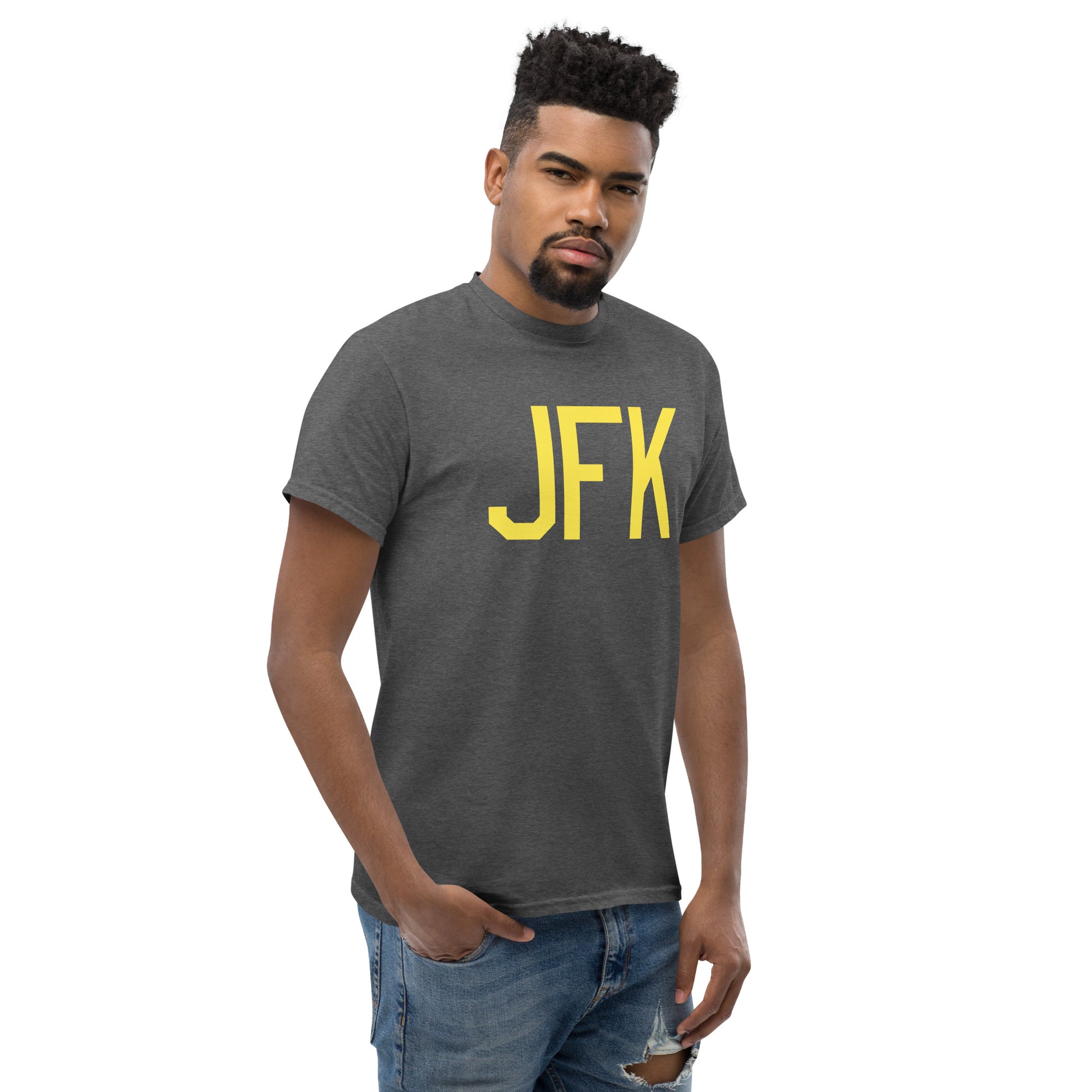 Aviation-Theme Men's T-Shirt - Yellow Graphic • JFK New York City • YHM Designs - Image 08