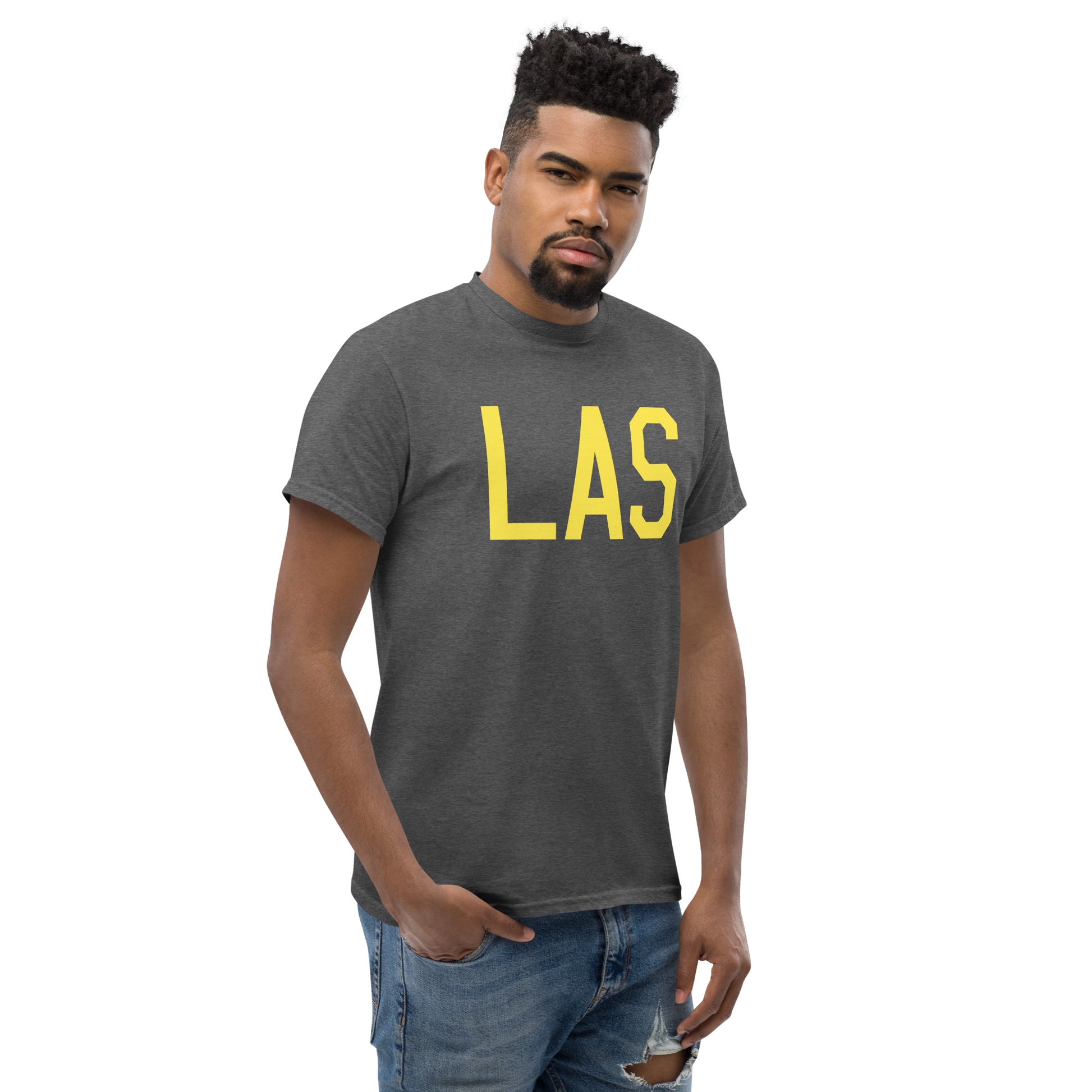 Aviation-Theme Men's T-Shirt - Yellow Graphic • LAS Las Vegas • YHM Designs - Image 08