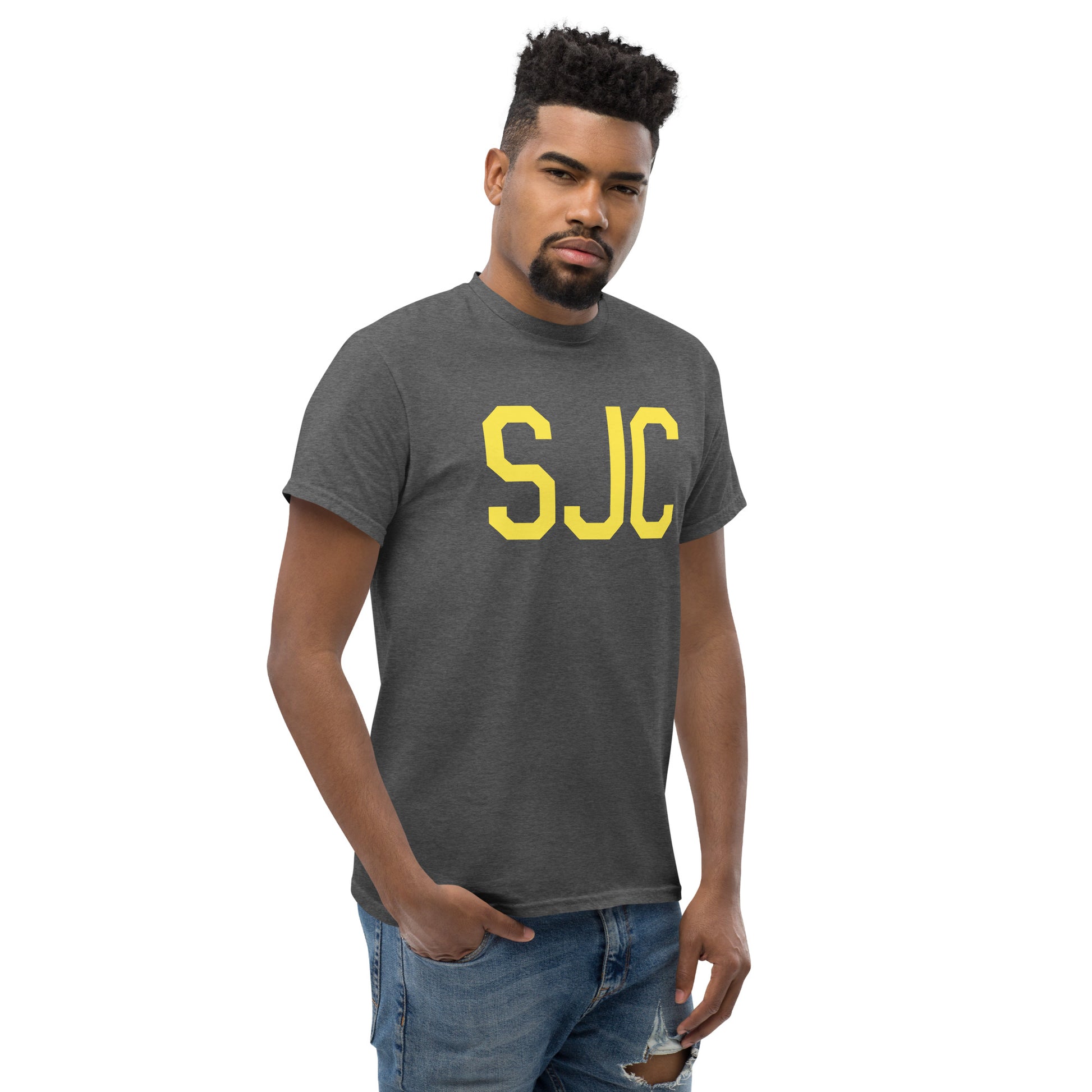 Aviation-Theme Men's T-Shirt - Yellow Graphic • SJC San Jose • YHM Designs - Image 08