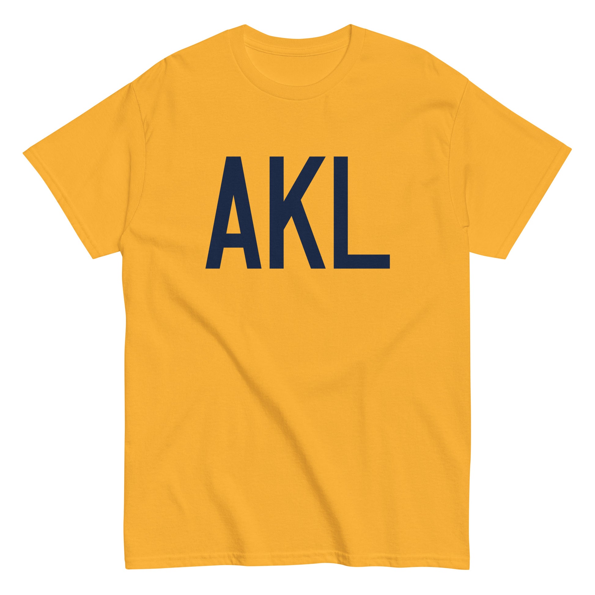 AKL Auckland Men's T-Shirt • Air Force Lettering in Navy Blue • YHM Designs - Image 01