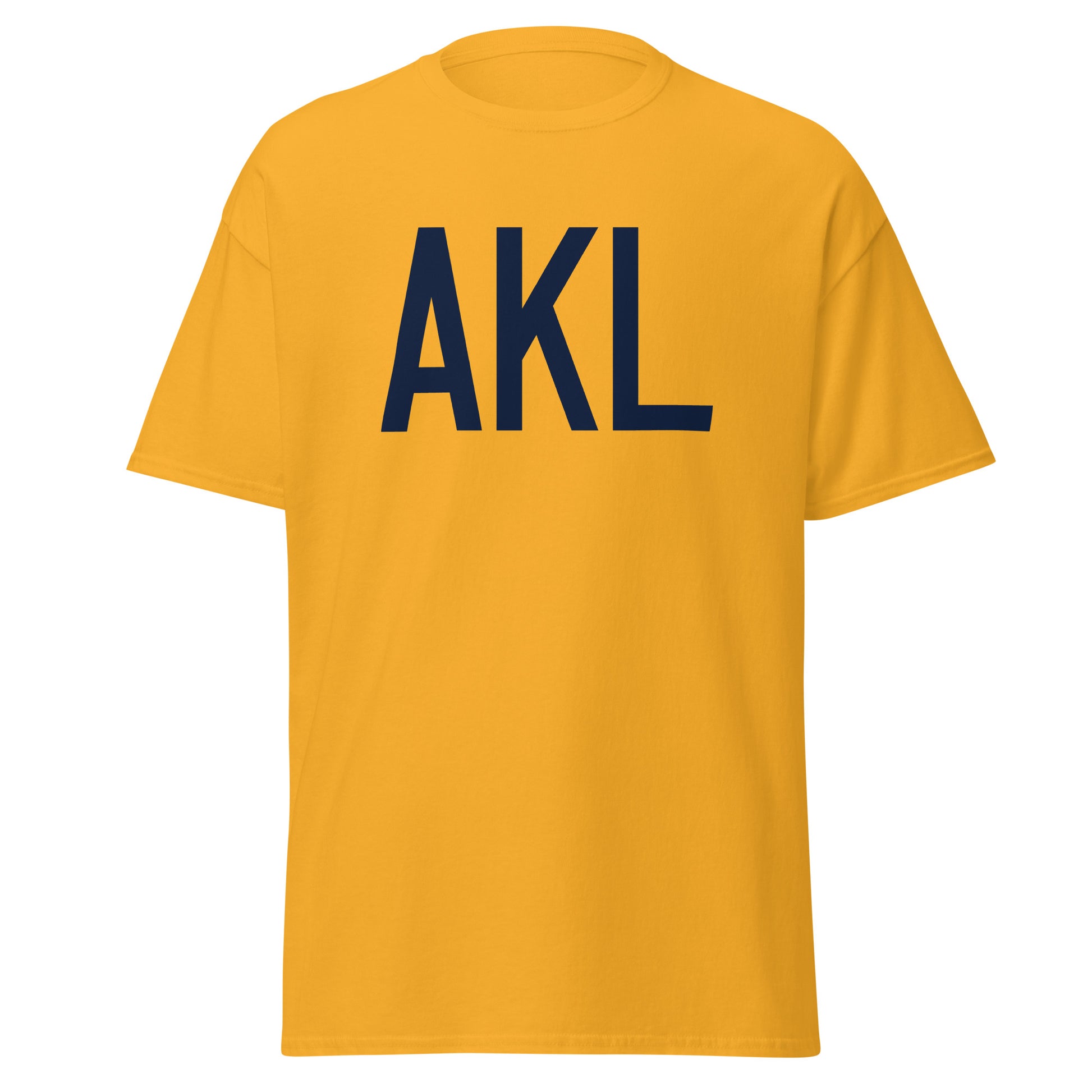 AKL Auckland Men's T-Shirt • Air Force Lettering in Navy Blue • YHM Designs - Image 05