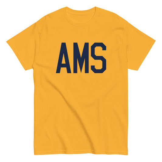AMS Amsterdam Men's T-Shirt • Air Force Lettering in Navy Blue • YHM Designs - Image 01