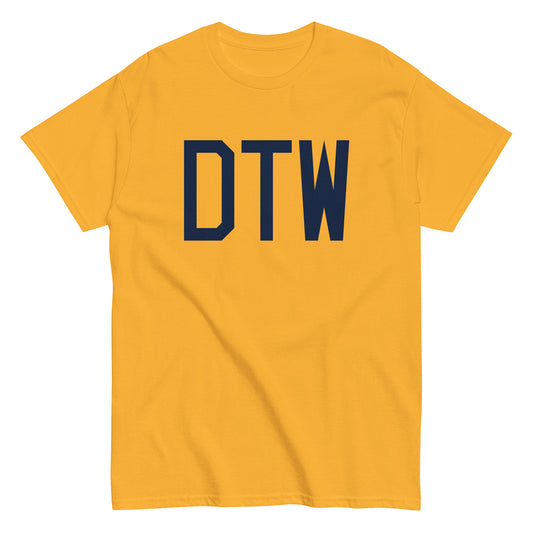 DTW Detroit Men's T-Shirt • Air Force Lettering in Navy Blue • YHM Designs - Image 01