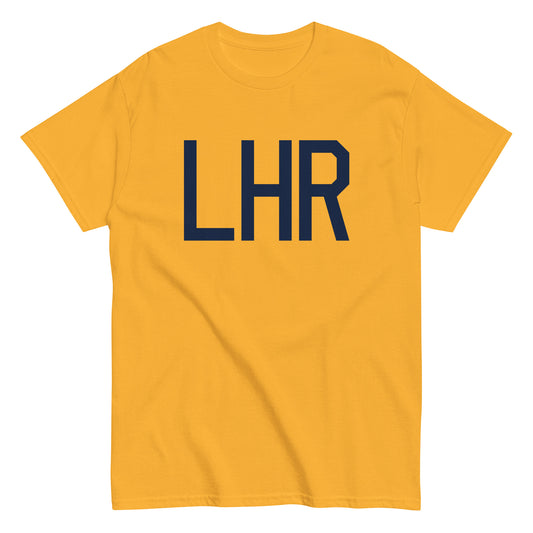 Aviation-Theme Men's T-Shirt - Navy Blue Graphic • LHR London • YHM Designs - Image 01