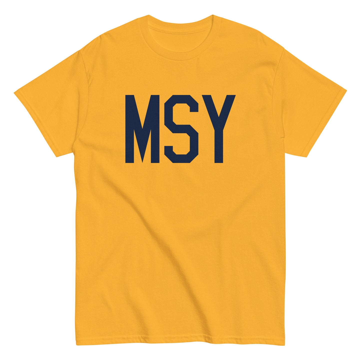 Aviation-Theme Men's T-Shirt - Navy Blue Graphic • MSY New Orleans • YHM Designs - Image 01
