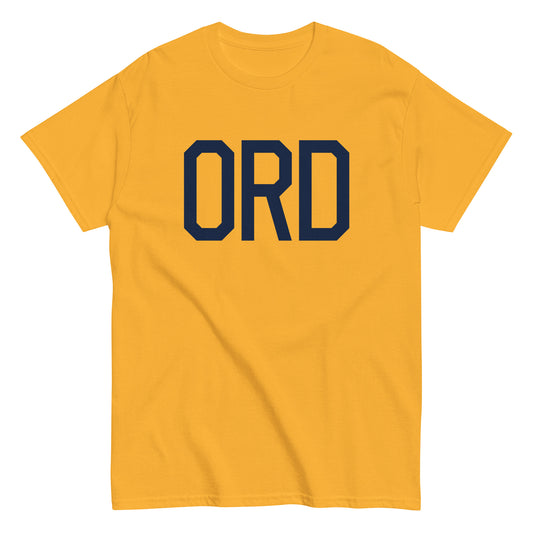 ORD Chicago Men's T-Shirt • Air Force Lettering in Navy Blue • YHM Designs - Image 01
