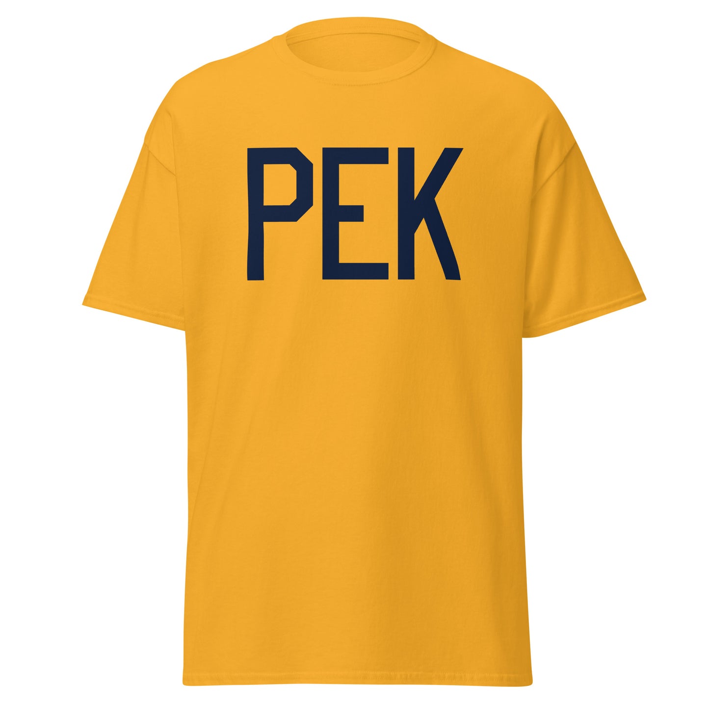 Aviation-Theme Men's T-Shirt - Navy Blue Graphic • PEK Beijing • YHM Designs - Image 05