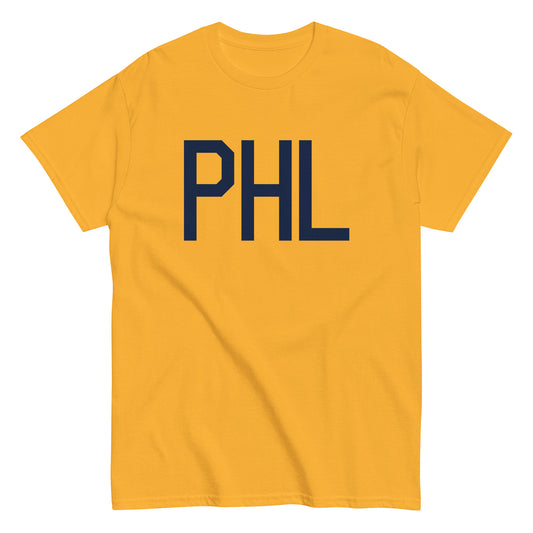 Aviation-Theme Men's T-Shirt - Navy Blue Graphic • PHL Philadelphia • YHM Designs - Image 01