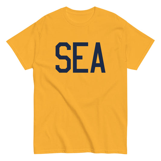 Aviation-Theme Men's T-Shirt - Navy Blue Graphic • SEA Seattle • YHM Designs - Image 01