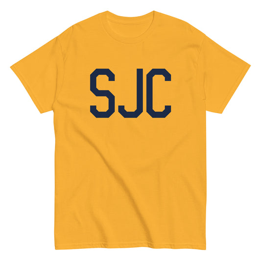 Aviation-Theme Men's T-Shirt - Navy Blue Graphic • SJC San Jose • YHM Designs - Image 01