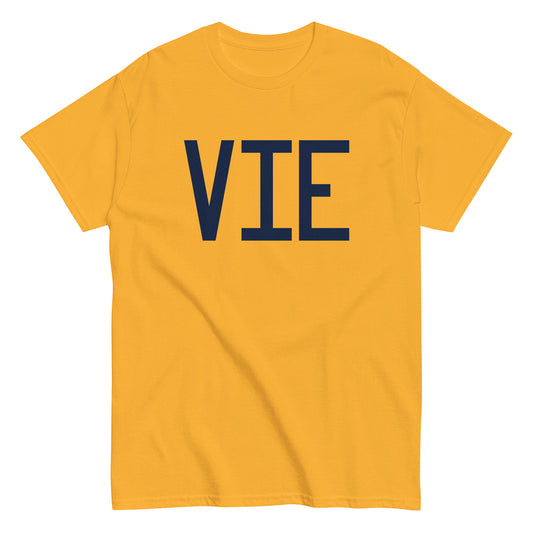 VIE Vienna Men's T-Shirt • Air Force Lettering in Navy Blue • YHM Designs - Image 01
