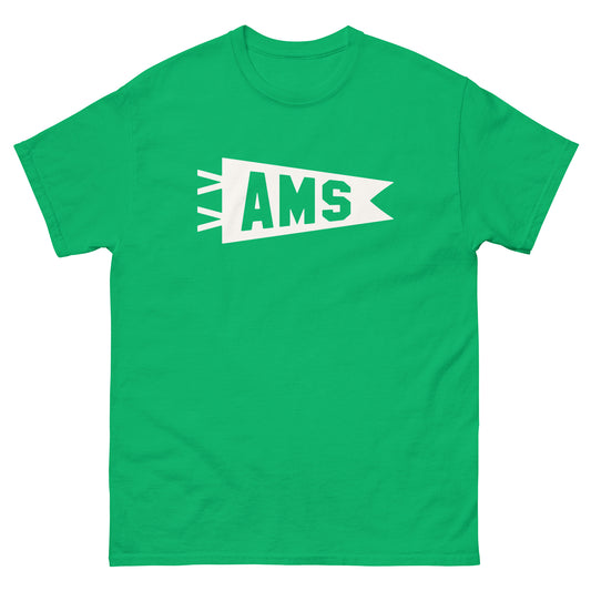 AMS Amsterdam Men's T-Shirt • Banner Design in White • YHM Designs - Image 01