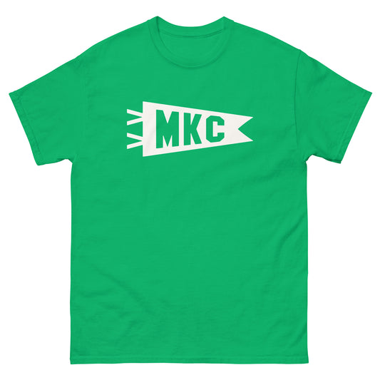 Airport Code Men's T-Shirt - White Graphic • MKC Kansas City • YHM Designs - Image 01