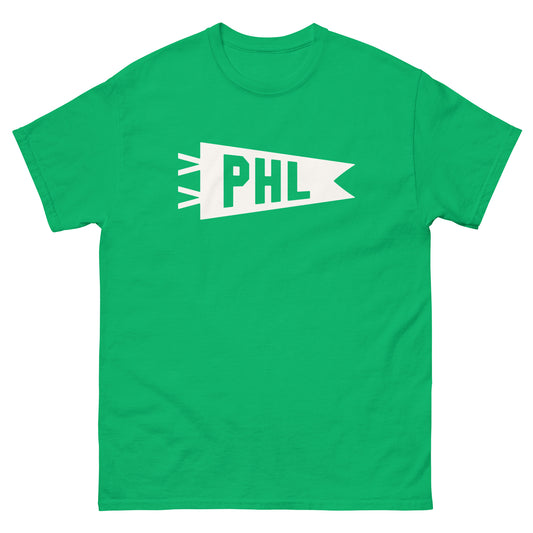 Airport Code Men's T-Shirt - White Graphic • PHL Philadelphia • YHM Designs - Image 01