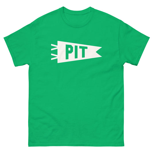 PIT Pittsburgh Men's T-Shirt • Banner Design in White • YHM Designs - Image 01