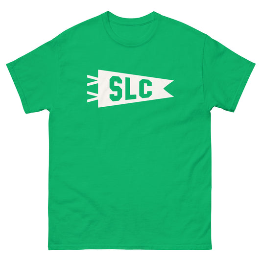SLC Salt Lake City Men's T-Shirt • Banner Design in White • YHM Designs - Image 01