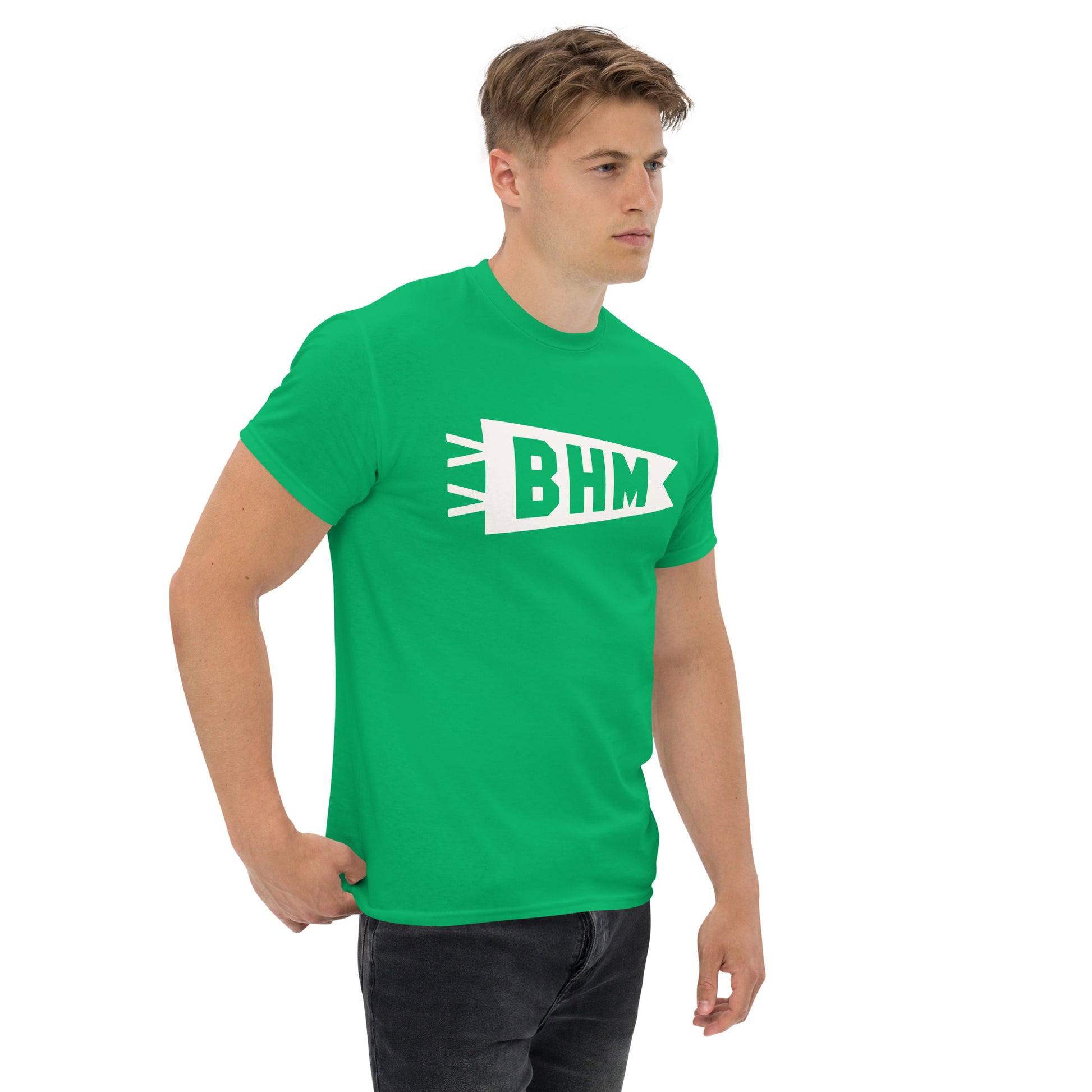 Airport Code Men's T-Shirt - White Graphic • BHM Birmingham • YHM Designs - Image 06