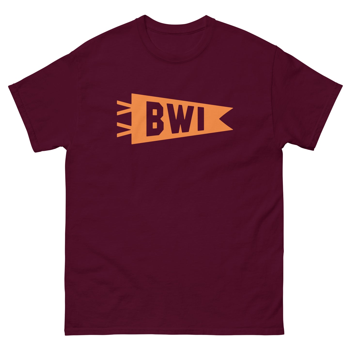 Airport Code Men's T-Shirt - Orange Graphic • BWI Baltimore • YHM Designs - Image 02