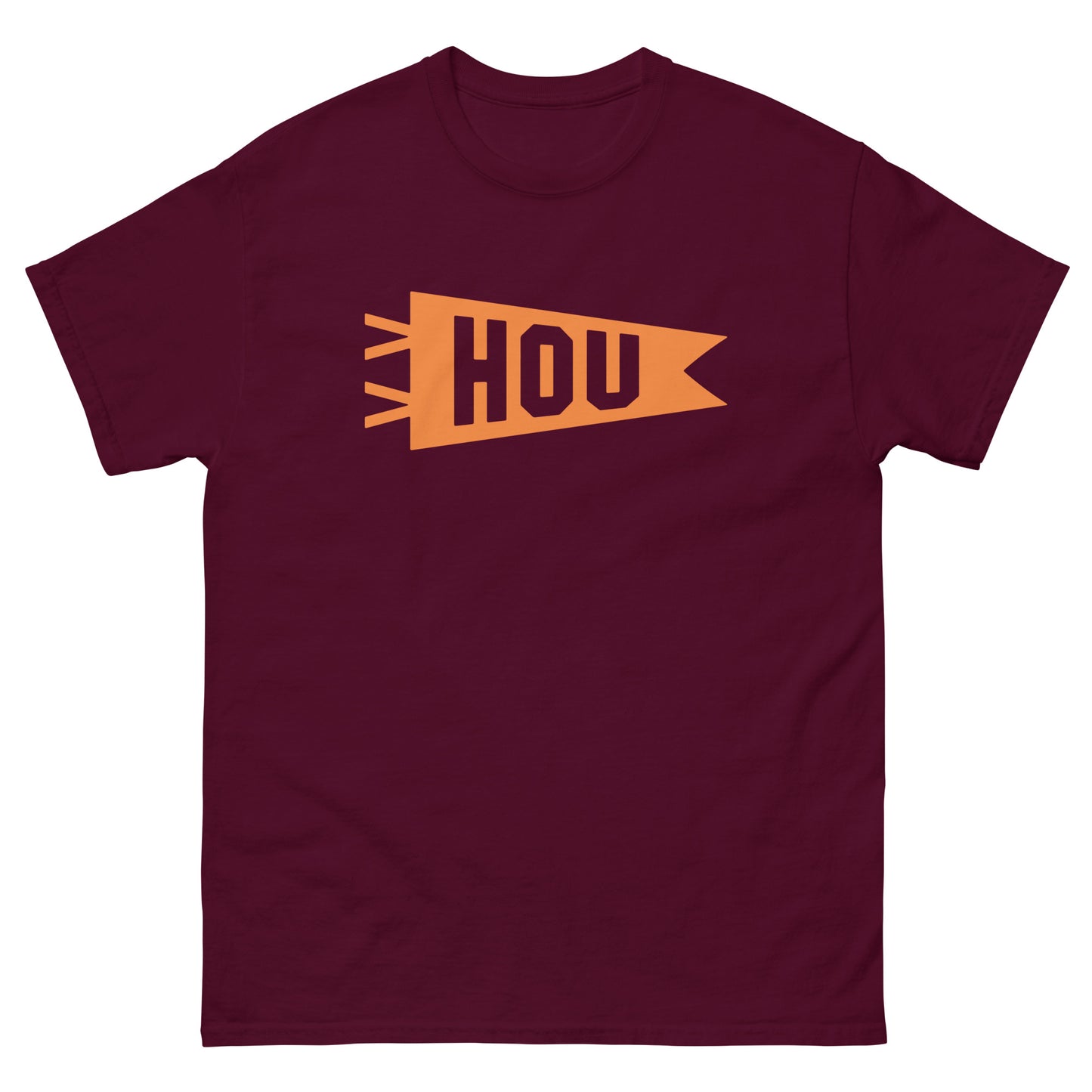 Airport Code Men's T-Shirt - Orange Graphic • HOU Houston Souvenir • YHM Designs - Image 02