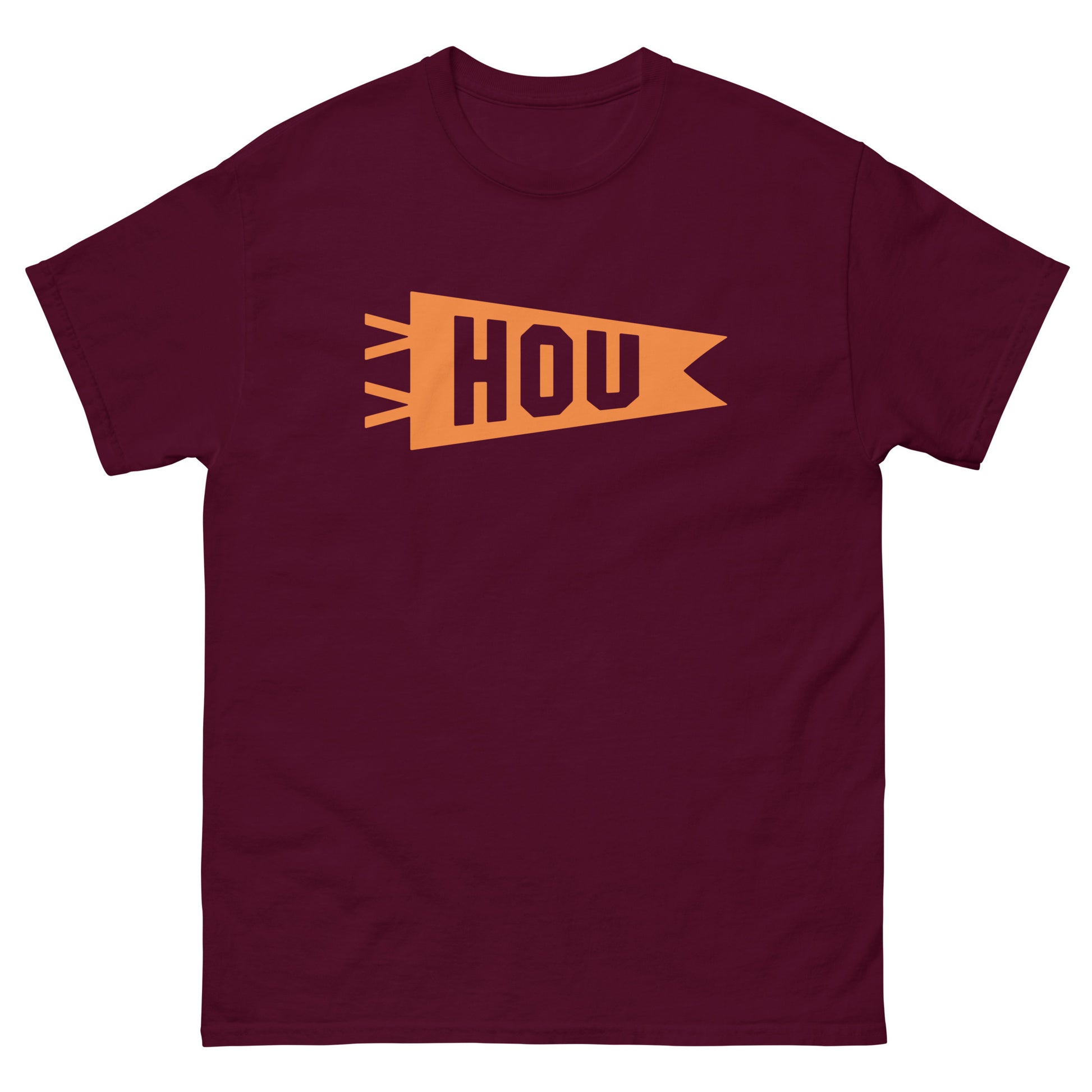 Airport Code Men's T-Shirt - Orange Graphic • HOU Houston • YHM Designs - Image 02