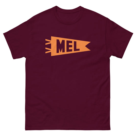 MEL Melbourne Men's T-Shirt • Banner Design in Orange • YHM Designs - Image 02