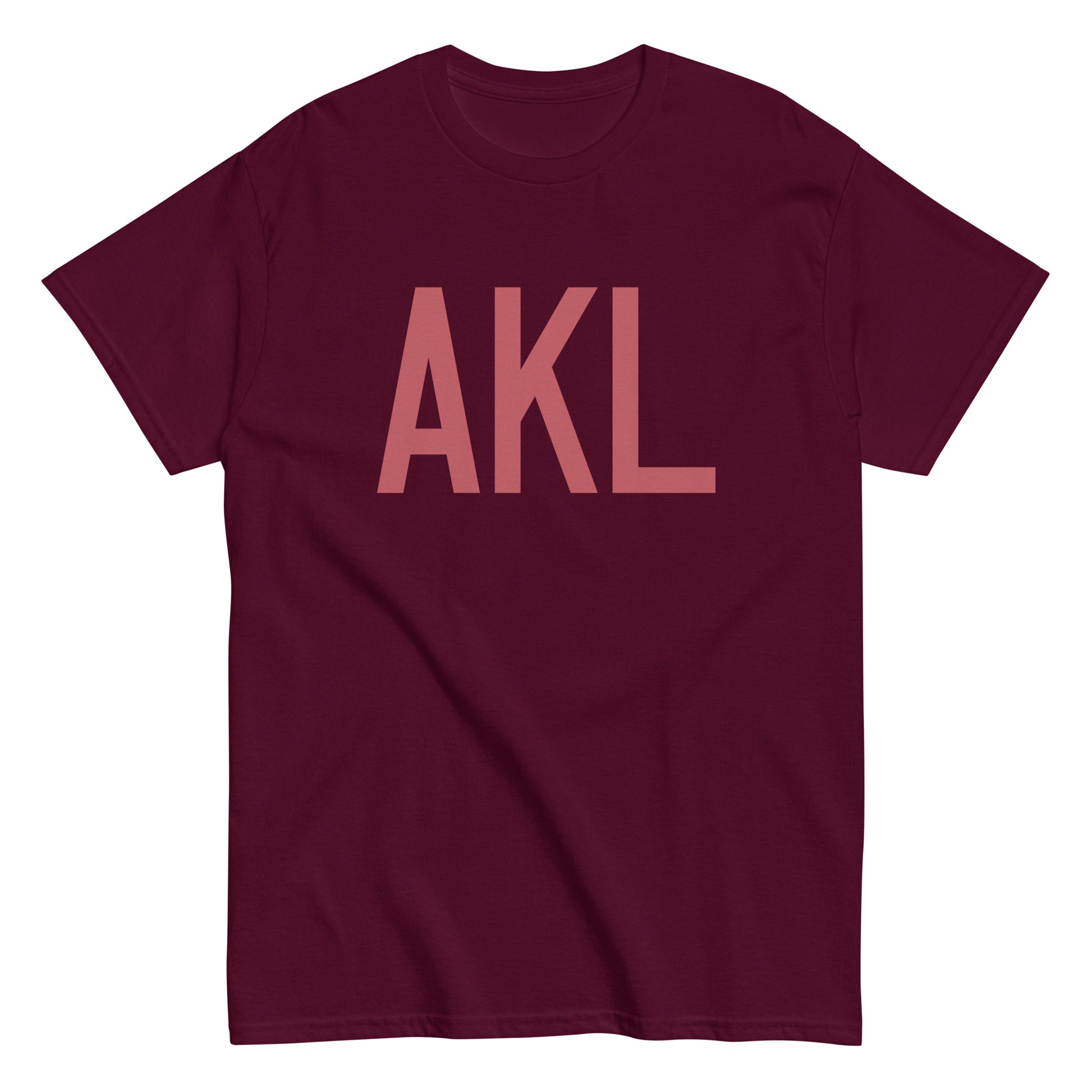 AKL Auckland Men's T-Shirt • Air Force Lettering in Deep Pink • YHM Designs - Image 01