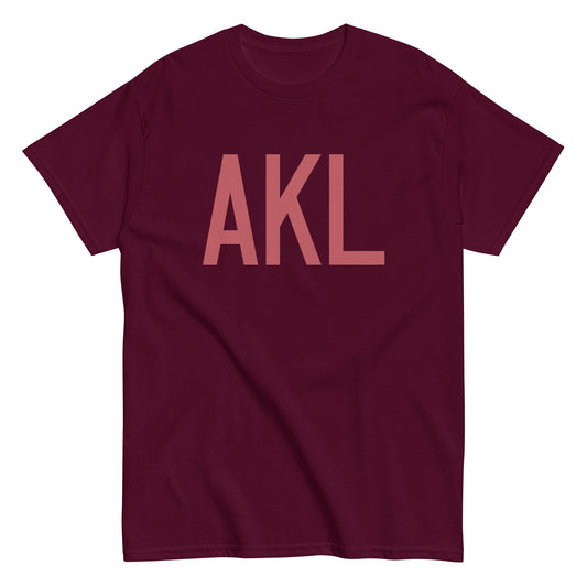 AKL Auckland Men's T-Shirt • Air Force Lettering in Deep Pink • YHM Designs - Image 01