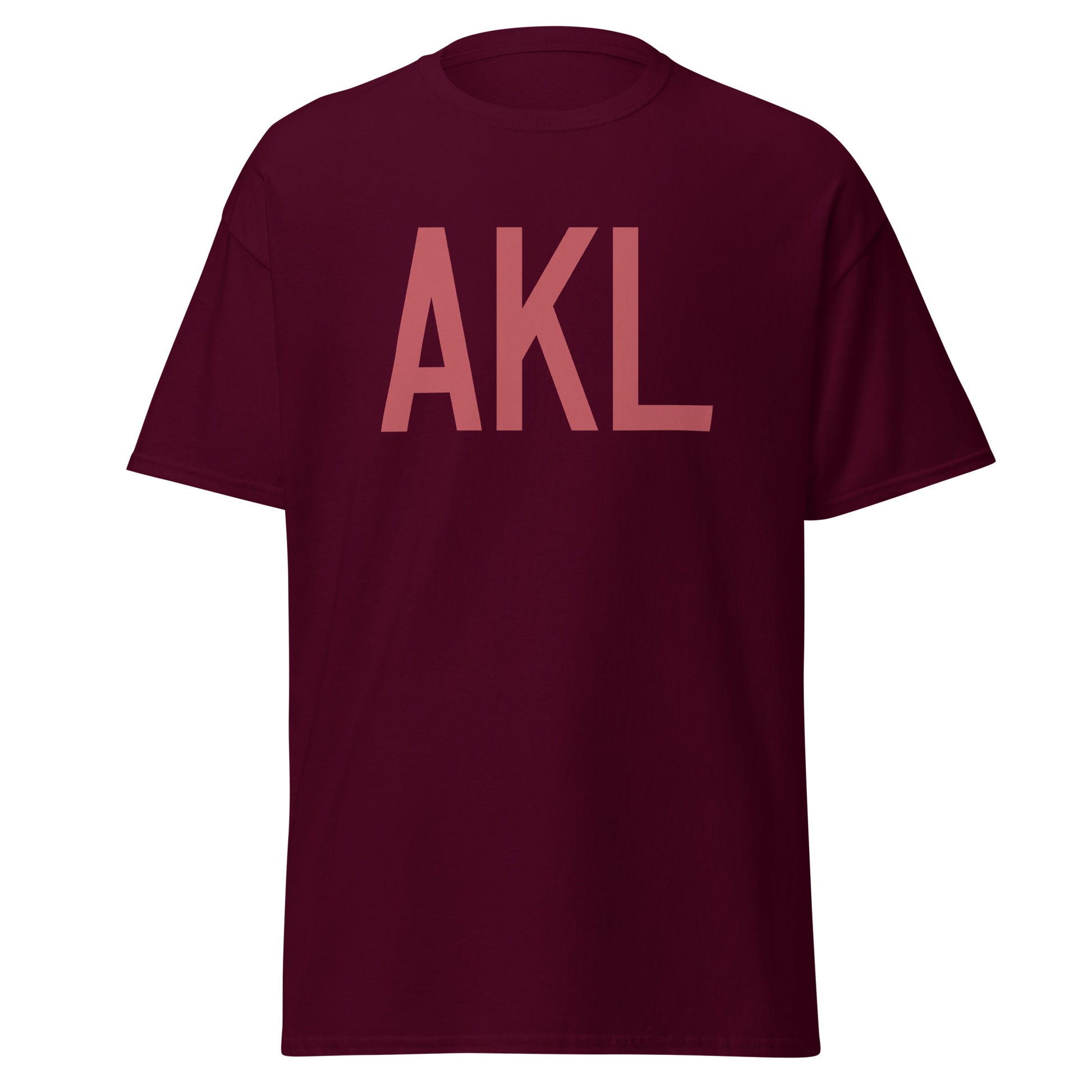AKL Auckland Men's T-Shirt • Air Force Lettering in Deep Pink • YHM Designs - Image 05