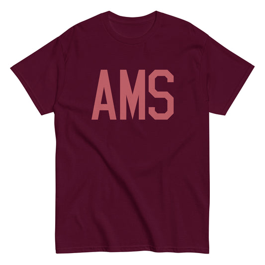 AMS Amsterdam Men's T-Shirt • Air Force Lettering in Deep Pink • YHM Designs - Image 01